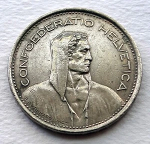 1968 B Switzerland 5 Francs Herdsman Coin - Copper-Nickel - VF+ - Picture 1 of 3