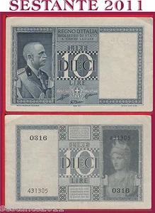 ITALIA ITALY, 10 LIRE IMPERO DITTATURA FASCISTA, 1938 XVIII, P. 25b, SPL++/ XF++ - Imagen 1 de 1