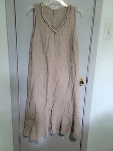 Francesca Bettini Italy Kleid 100% Leinen Grau Ärmellos Größe L Lange Länge - Bild 1 von 9