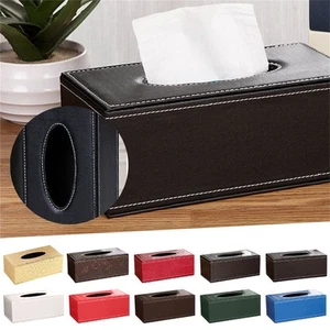 Caja de pañuelos de cuero minimalista hogar hotel coche montado cuero papel caja de succión - Imagen 1 de 35