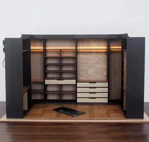 1:6 Scale Miniature Dollhouse Wardrobe Closet DIY Kit | Pre-Coloured Wood Panels - Picture 1 of 10