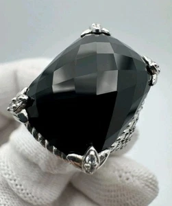 JUDITH RIPKA Black Onyx Sterling Silver Ring Band Women’s 925 NEW - Picture 1 of 12