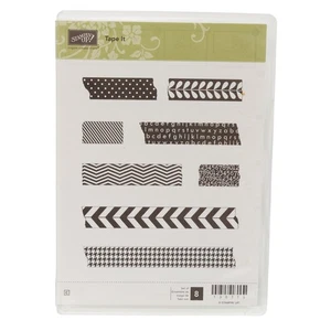 Stampin' Up! Tape It Rubber Stamp Set 8 Designs Chevron Dots Arrows Crafts - Picture 1 of 4