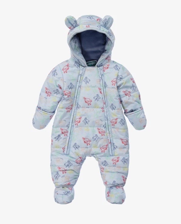 Kenzo Blue Animal Print Pramsuit Fleece Lined  With Booties  6 Months Rrp £175 - Image 1 of 3