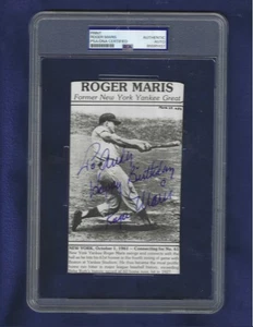 Roger Maris Autographed Print 3x6 PSA SLABBED New York Yankees Baseball Star - Picture 1 of 1