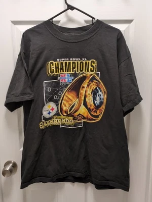 Camiseta Negra Super Bowl XL 2006 Pittsburgh Steelers Talla XL Anillo Super Bowl NFL Foto 1 de 4