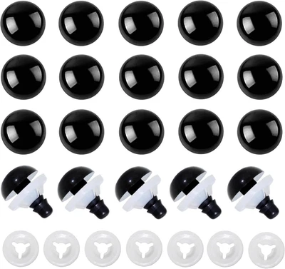 200 piezas ojos de seguridad de plástico negro de 10 mm con arandelas para manualidades y muñecas Foto 1 de 4