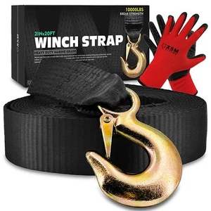 Boat Winch Strap with Hook Replacement, 2" x 20 Feet-10000 Lbs, Boat Winch St... - Picture 1 of 6