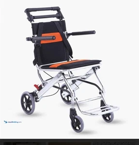 Folding Portable Ultra-Lightweight Transport Wheelchair With Handbrake - Picture 1 of 2