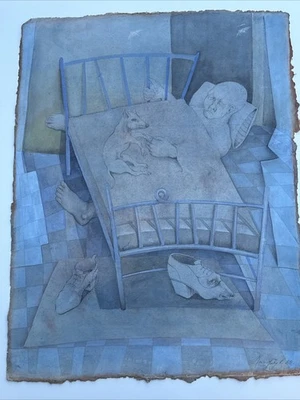 SURREALISM PAINTING ABSTRACT EXPRESSIONISM LISTED FAMOUS MARTIN MARIO DEL CAMPO - Image 1 of 4