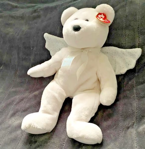 Ty Beanie Buddy Halo Angel Bear 14" Large White Plush Wings Halo Tagged - Picture 1 of 7