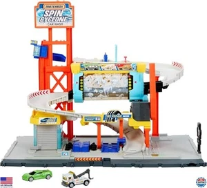 Matchbox Spin Cyclone Car Wash Spielset mit Corvette & Abschleppwagen - lustige Funktionen! - Bild 1 von 6