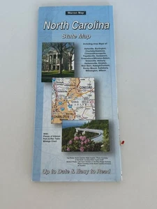 Vintage North Carolina Kartenpapier ~ ausklappbar ~ enthält Umgebungskarten - Bild 1 von 2