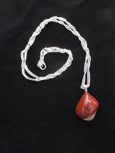 Llamativo collar de cadena de plata esterlina de 18" con colgante de piedra de pudín de Michigan - Imagen 1 de 15