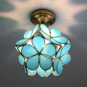 Nordic Brass Floral Glass Shape Mini Chandelier Hallway Bedroom Ceiling Lighting - Picture 1 of 12