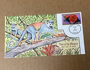 US Collins FDC Handpainted #5057 Lunar New Year Year of Monkey 2016 - Picture 1 of 3