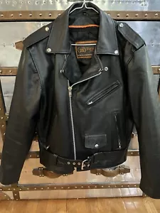 Daniel Smart Leather Jacket Motorcycle Biker Police Black L Removable Lining - Picture 1 of 20