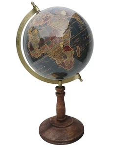 Deko Globus Antik Look Dekoration Maritim Weltkugel Atlas Karte -26 Holz blau - Bild 1 von 2