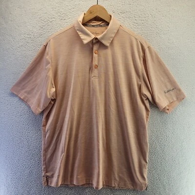 Walter Hagen 11 Majors 高尔夫 Polo 衫中号橙色条纹短袖领 — 第 1/4 张图片