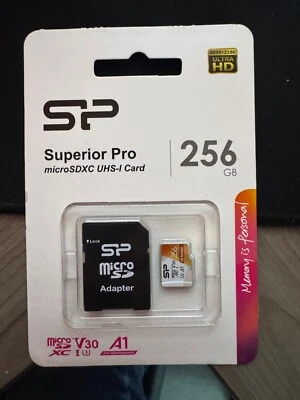 Superior Pro MicroSDXC UHS-I 256 GB Card With Adapter ~ New - Image 1 of 2