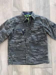 Y2K GAP Boys Size S(6-7) Black Camo Button up Shacket Underline Pocket Zip - Picture 1 of 7