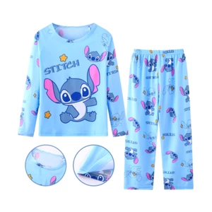 New Spring Autumn Children'S Clothing Sets Stitch Boy Sleepwear Long Sleeved Pan - Picture 1 of 14