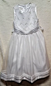 American Princess Formal Girls Dress Layered White Pearls Bodice Ribbon Tie Sz 8 - Picture 1 of 15