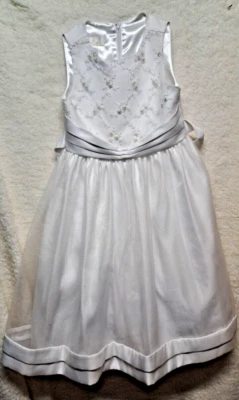 American Princess Formal Girls Dress Layered White Pearls Bodice Ribbon Tie Sz 8 - Image 1 of 4
