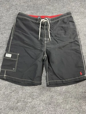 POLO RALPH LAUREN Men's Swim Trunks Shorts Black w/ Red Pony  Size XL - Image 1 of 4