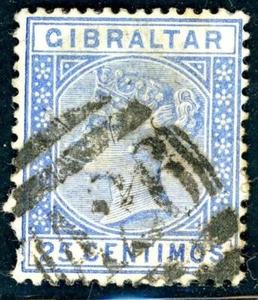 Gibraltar -1889 25c SG 26 Used GIBRALTAR A26 POSTMARK (003262) - Picture 1 of 3