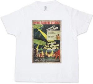 EARTH VS. FLYING SAUCERS I Kids Boys T-Shirt Retro Area UFO 51 Sci Fi Movie - Picture 1 of 1