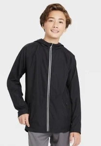 NEW All In Motion Boys Jacket Water Repellent Black Rain Coat Sz XS  FREE SHIP - Picture 1 of 3
