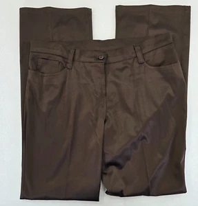 Pantalones de vestir vintage mezmerize para mujer 14 marrón satinado largos 33" entrepierna de alto - Imagen 1 de 12