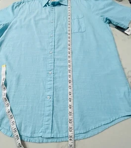 St. John’s Bay Men XL Tall Button Down Shirt Short Sleeve Turquoise - Picture 1 of 9