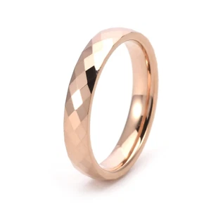 4mm Diamond Faceted Tungsten Carbide Wedding Bands Men's Women's Fashion Ring - Picture 1 of 2