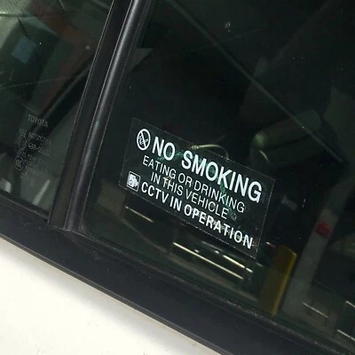 NAMBAWAN CCTV IN OPERATION NO SMOKING EATING OR DRINKING in this Vehicle Taxi 100 x 35 mm