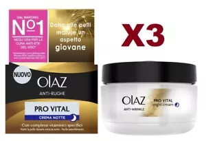 3PCS OLAZ ANTI-WRINKLE PRO VITAL NIGHT CREAM 50ML - Picture 1 of 2