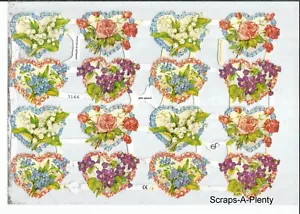 German Embossed SILVER GLITTER Scrap Die Cut - Love Hearts Flowers EF7166G - Bild 1 von 1