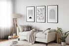 Set Of 3 Beige Grey Abstract Gallery Wall Art Home Decor