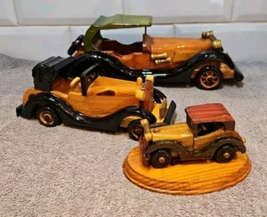 3 x Vintage Modellautos Holz Sammlerstück - Bild 1 von 19