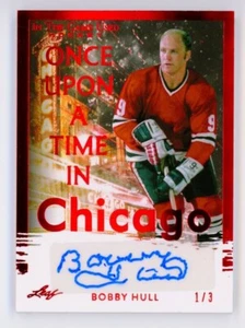 Hoja en el juego 2022 usado una vez Bobby Hull Auto Red Spectrum/3 - Imagen 1 de 2