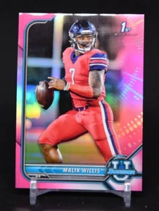2021-22 BOWMAN UNIVERSITY MALIK WILLIS 1st PINK REFRACTOR RC #29 Liberty TITANS - Picture 1 of 2