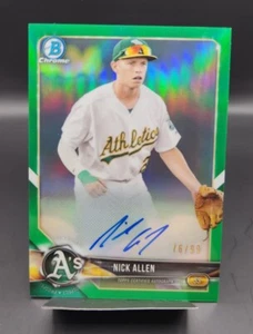 Nick Allen 2018 Bowman Chrome Draft Picks Green Refractor Auto #/99 - Picture 1 of 2
