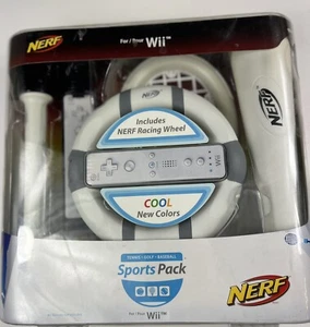 Nintendo Wii Nerf Sports Pack Steering Wheel Tennis Golf Baseball controller New - Picture 1 of 21
