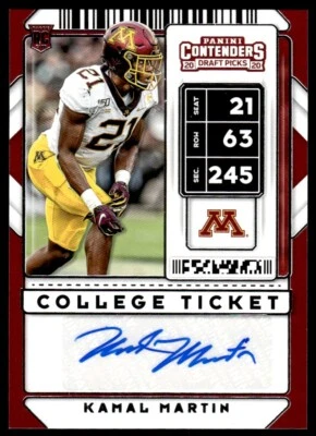 2020 Panini Contenders Draft Picks Ticket James Proche Rookie Auto SMU Mustangs - Image 1 of 2