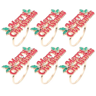  6 Pcs Anello Portatovagliolo Tovaglioli Da Tavolo Fibli Anelli Per Le Vacanze - Immagine 1 di 4