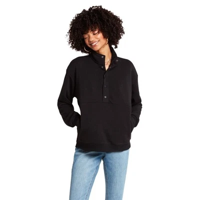 Chaqueta polar Volcom para mujer negra Getting Staxxed cuello falso talla pequeña S NUEVA Foto 1 de 3