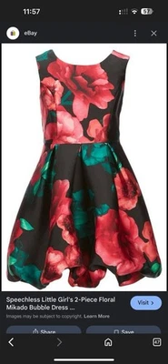 ADORABLE NIÑO NIÑA SIN PALABRAS Negro FLORAL SIN MANGAS Talla 8 Foto 1 de 3