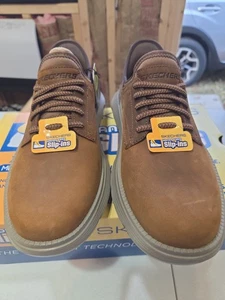 Skechers Para Hombre 7.5 AMPLIO Manos Libres Sin Cordones Gervin Cedro Marrón Cuero Look... - Imagen 1 de 10