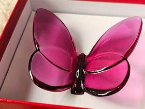 Baccarat Lucky Butterfly Figurine Crystal Color Peony - Picture 1 of 8